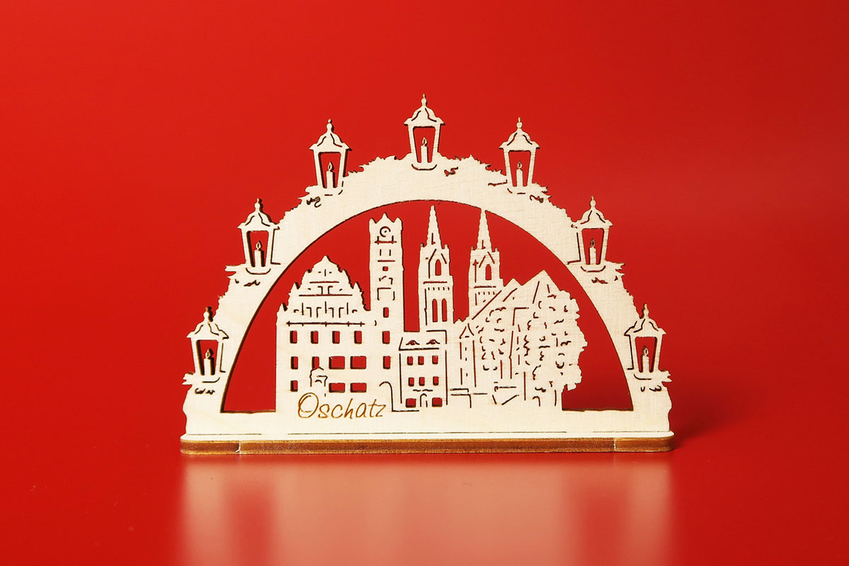 Mini-Schwibbogen Oschatz<br />Rathaus und Kirche